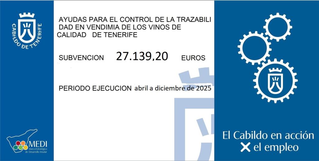 AYUDAS PARA EL CONTROL DE LA TRAZABILIDAD DE LOS VINOS DE CALIDAD DE TENERIFE 2025